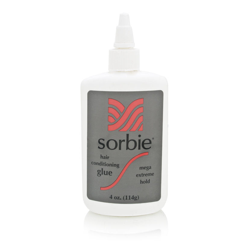 Wash, condition and style hair as normal. Apply a small pinch of glue to hold spikes, bangs or wisps.