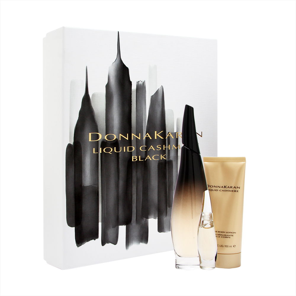 Estee Lauder Donna Karan Liquid Cashmere Black for Women 3.4oz EDP Spray Body Lotion Gift Set