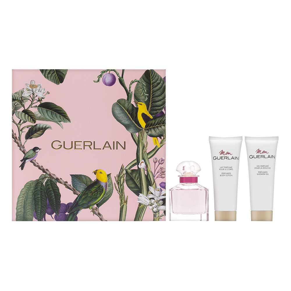 Mon Guerlain Bloom of Rose by Guerlain for Women 1.6oz EDT Spray Body Lotion Shower Gel Gift Set