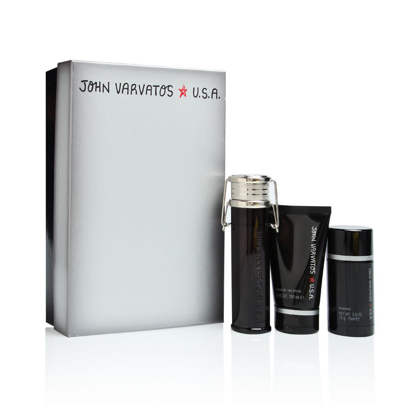 Elizabeth Arden John Varvatos Star USA for Men 3.4oz EDT Spray Deodorant Stick Shower Gel Gift Set