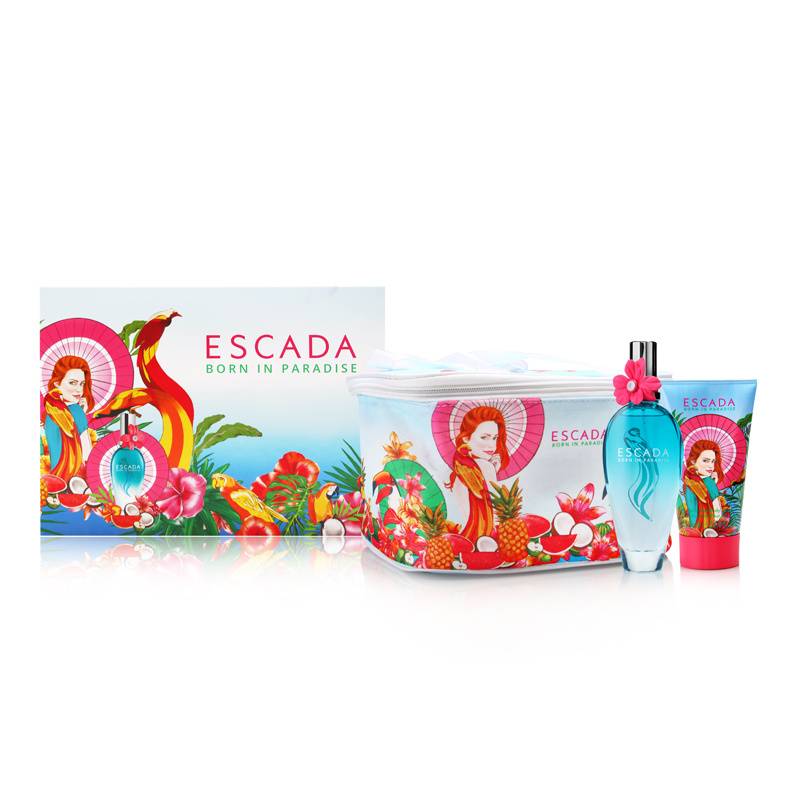 Proctor & Gamble Escada Born In Paradise for Women 3.3oz EDT Spray Body Lotion Gift Set