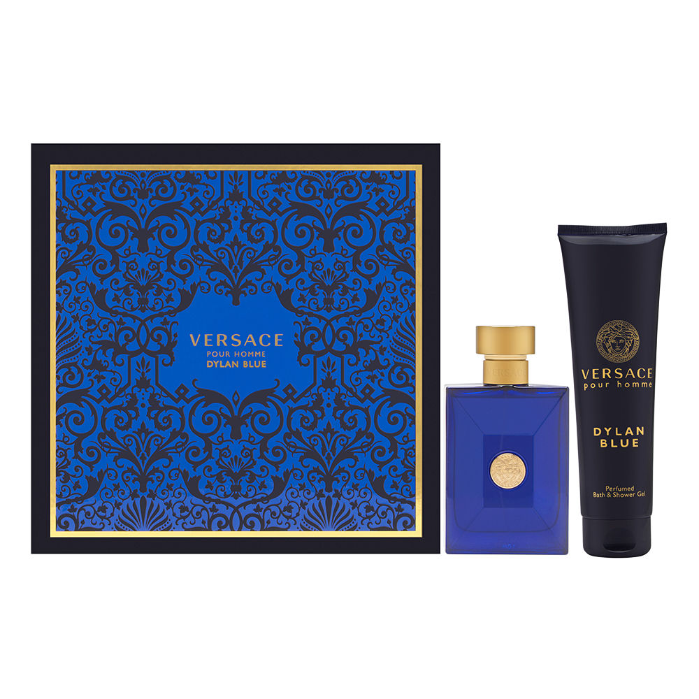 Versace Pour Homme Dylan Blue for Men 3.4oz EDT Spray Shower Gel Gift Set
